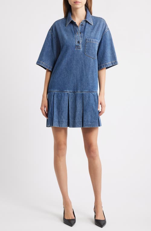 Frame Tennis Cotton Blend Denim Minidress In Blue