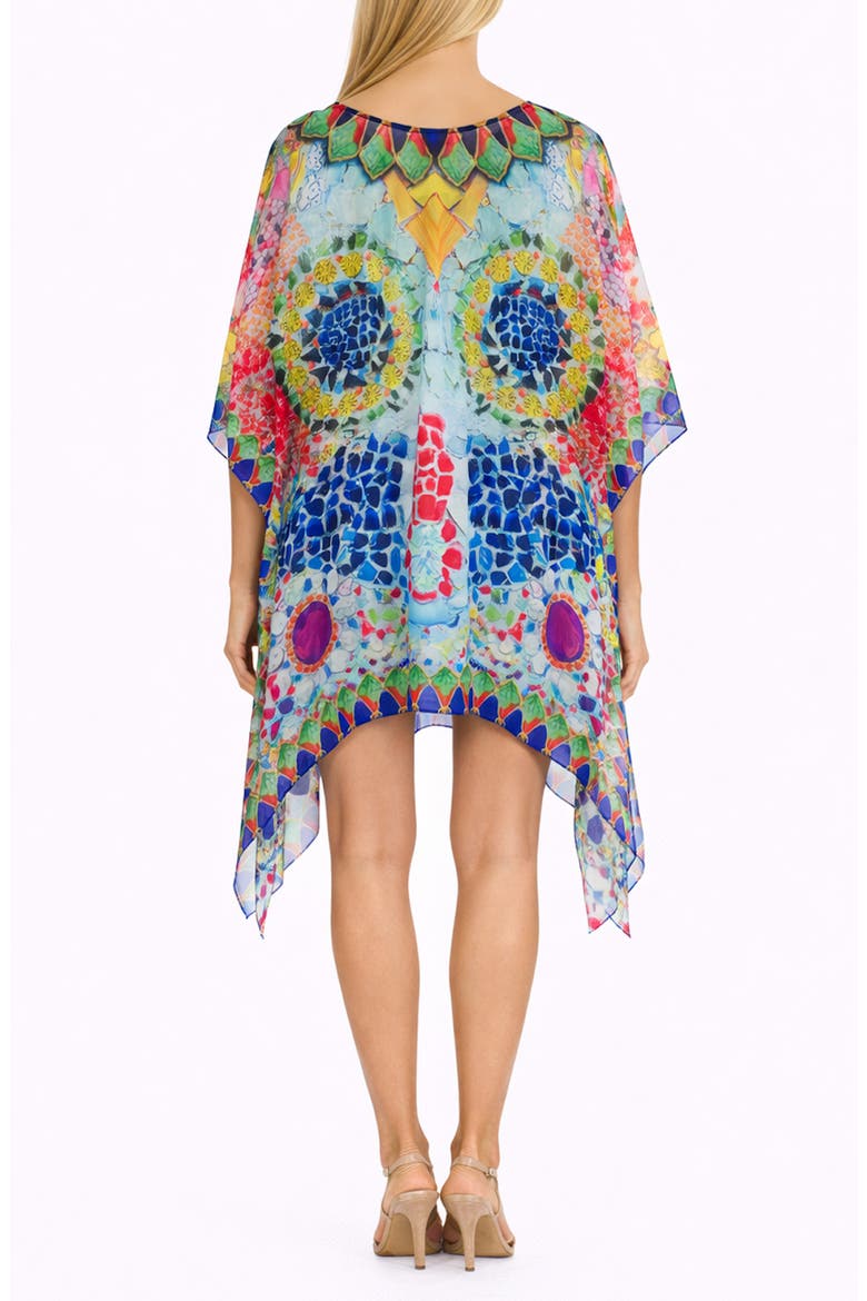 Geometric Print Poncho, Alternate, color, BLUE