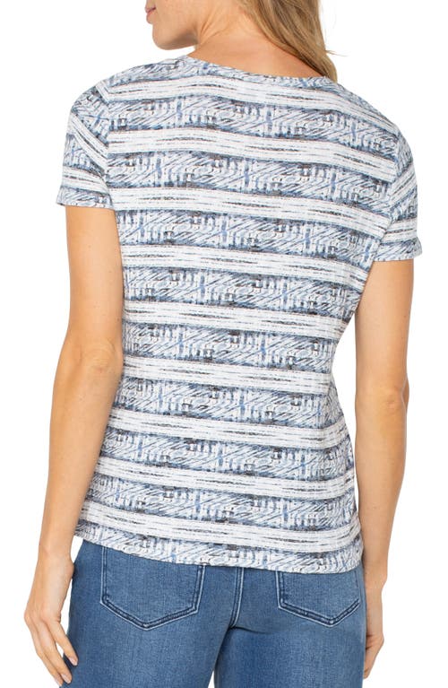 Liverpool Los Angeles Liverpool Plus Size Ikat-print Mitered Knit Short-sleeve Top In Indigo Stripe