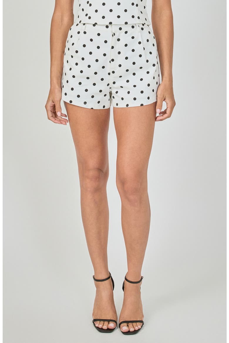 Polka Dot Shorts, Main, color, WHITE/ BLACK
