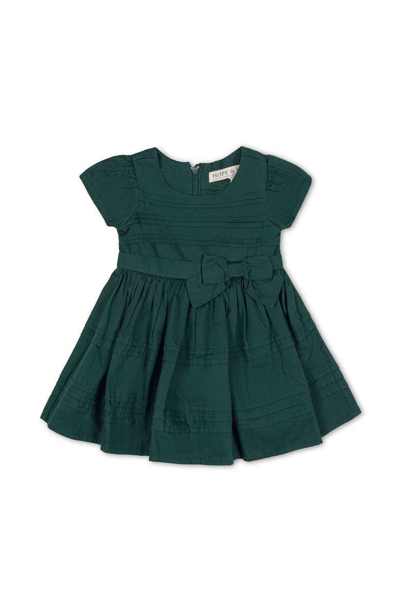 Hope & Henry Organic Special Occasion Pleated Sateen Party Dress, Main, color, Deep Green