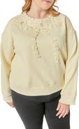 English Factory Beaded Ribbon Trim Sweatshirt