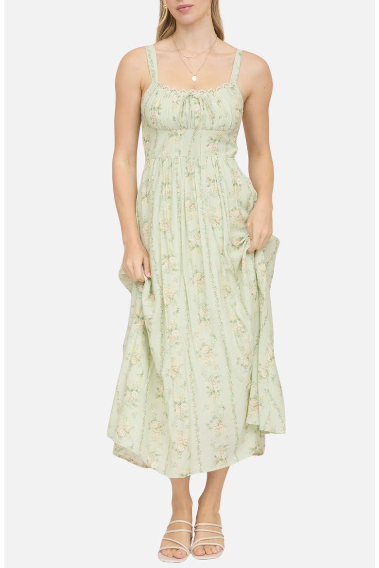 Floral Print Sleeveless Maxi Dress, Main, color, LIME MULTI