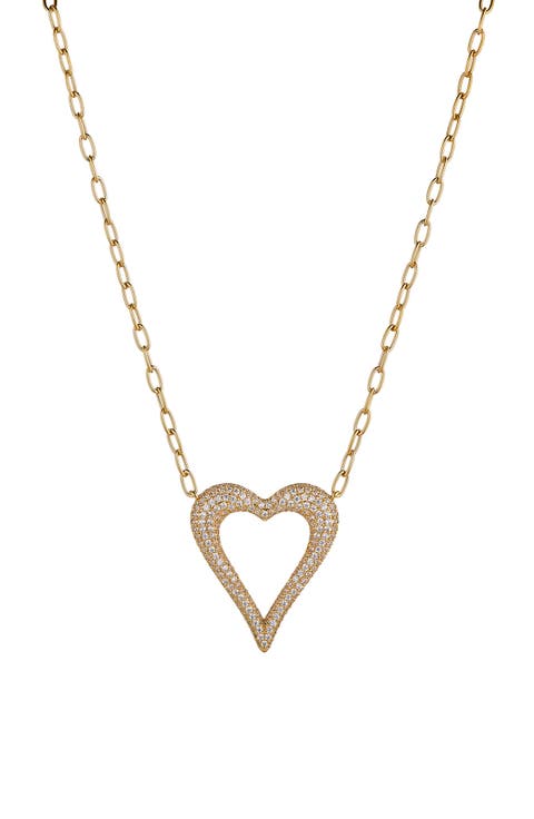 Pavé Open Heart Pendant Necklace