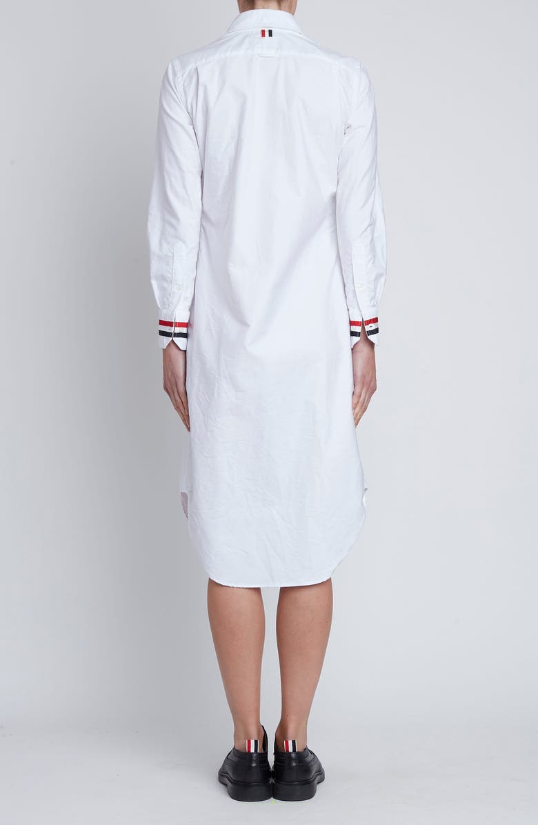Thom Browne Long Sleeve Button-Down Shirtdress, Alternate, color, White