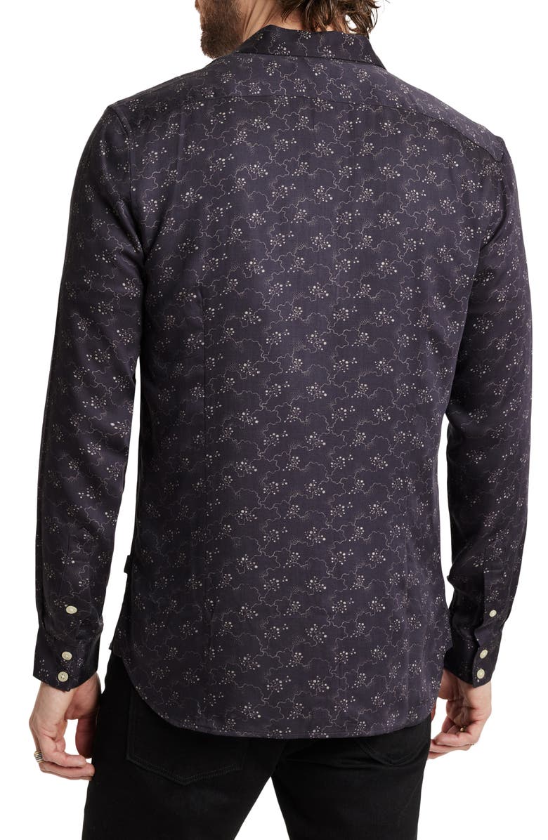 John Varvatos Ross Satin Button-Up Shirt, Alternate, color, Purple