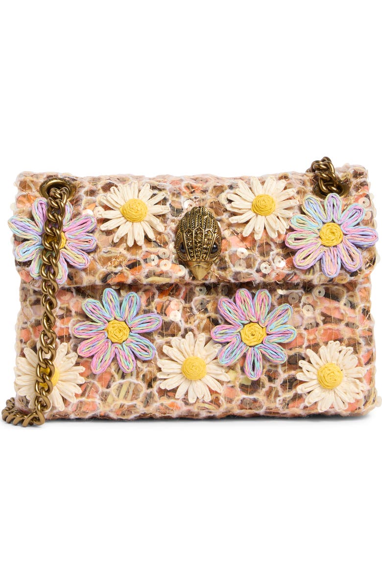 Kurt Geiger London Mini Kensington Floral Convertible Shoulder Bag, Main, color, Open Brown