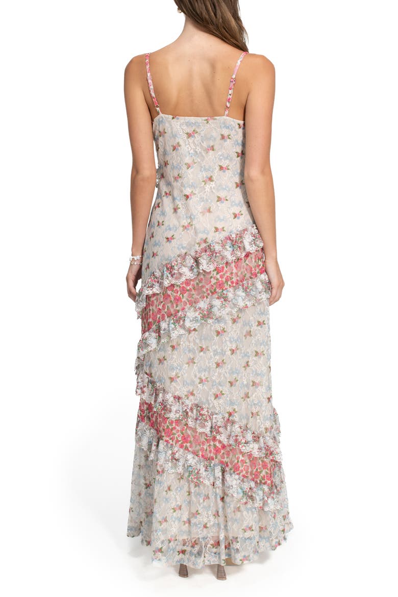 Alana Lace & Ruffle Sleeveless Cover-Up Maxi Dress, Alternate, color, WHITE