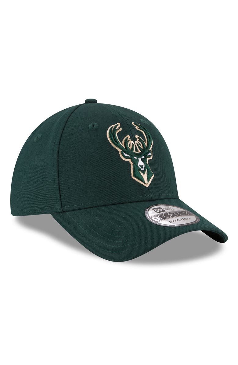 New Era Men's New Era Hunter Green Milwaukee Bucks Official Team Color 9FORTY Adjustable Hat, Alternate, color, 