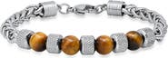 HMY JEWELRY Stainless Steel Agate Bead Wheat Chain Bracelet