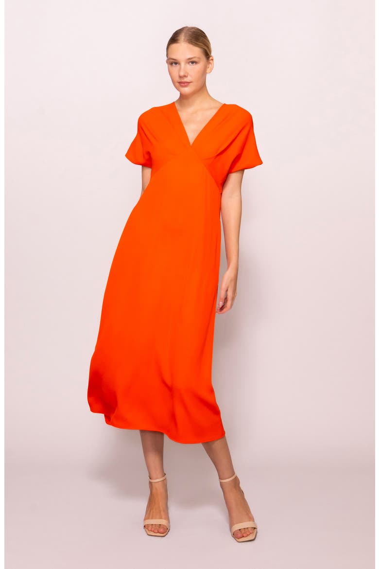 V-Neck Empire Waist Dress, Alternate, color, BRIGHT ORANGE
