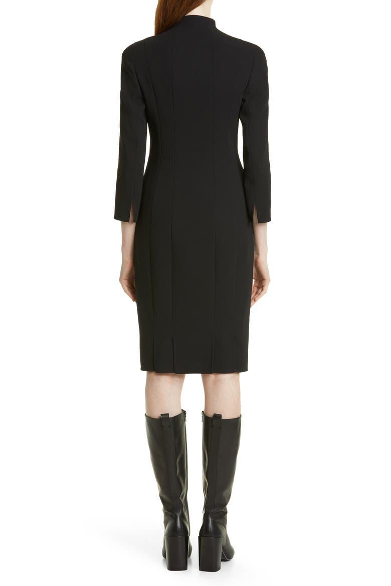 Belted Long Sleeve Wool Blend Dress, Alternate, color, BLACK