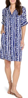 NIC+ZOE Devon Shibori Stripe Short Sleeve Shirtdress