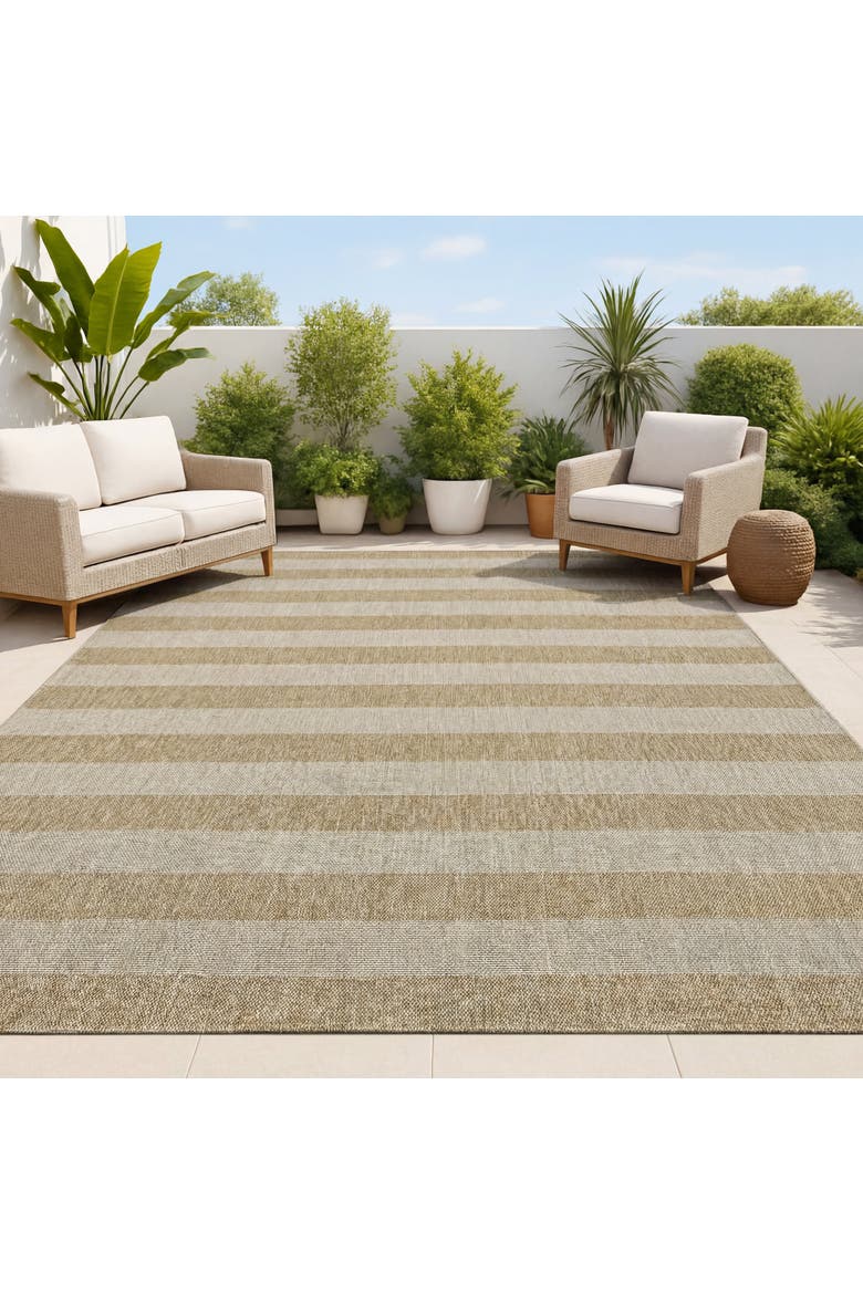 Sutton Easy Jute Modern Geometric Boho Stripe Indoor/Outdoor Area Rug, Alternate, color, Natural/Beige