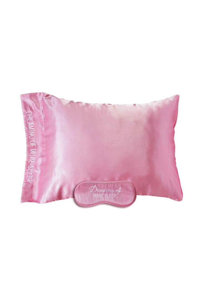 More Sleep Mask & Pillow Case Set of 2 Polyester Pink, Main, color, Pink