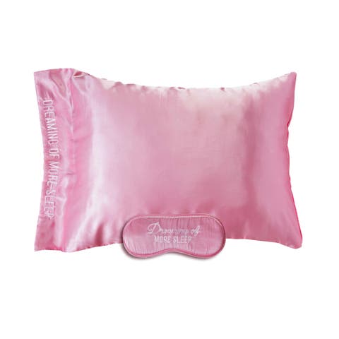 More Sleep Mask & Pillow Case Set of 2 Polyester Pink