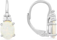 Queen Jewels Sterling Silver Opal & CZ Leverback Earrings