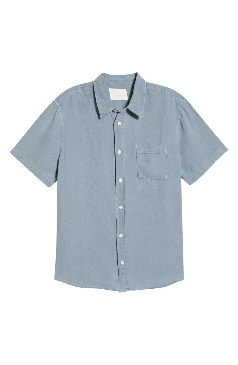 Citizens of Humanity Cairo Short Sleeve Linen Button-Up Shirt, Main, color, Stone Blue