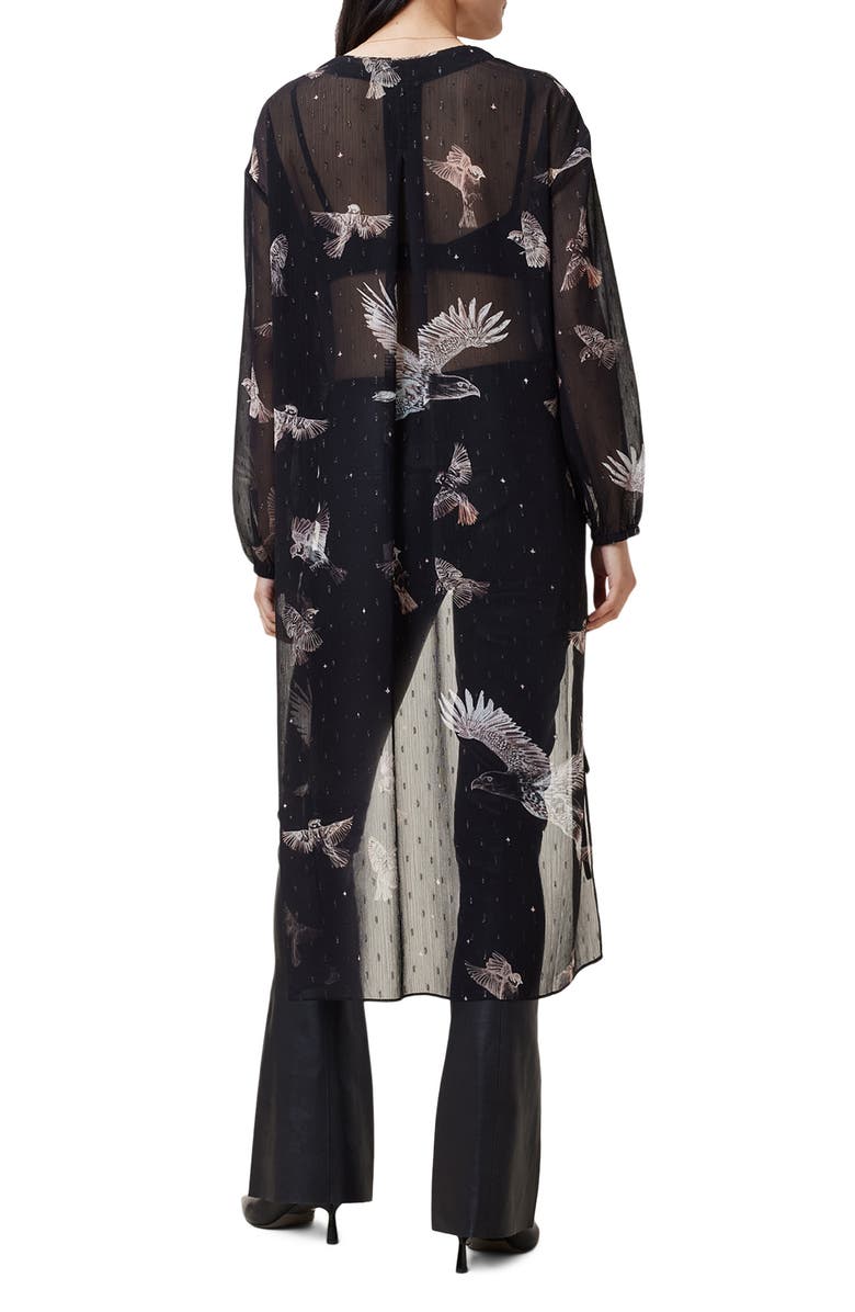 AllSaints Avala Sheer High/Low Top, Alternate, color, Spell Black