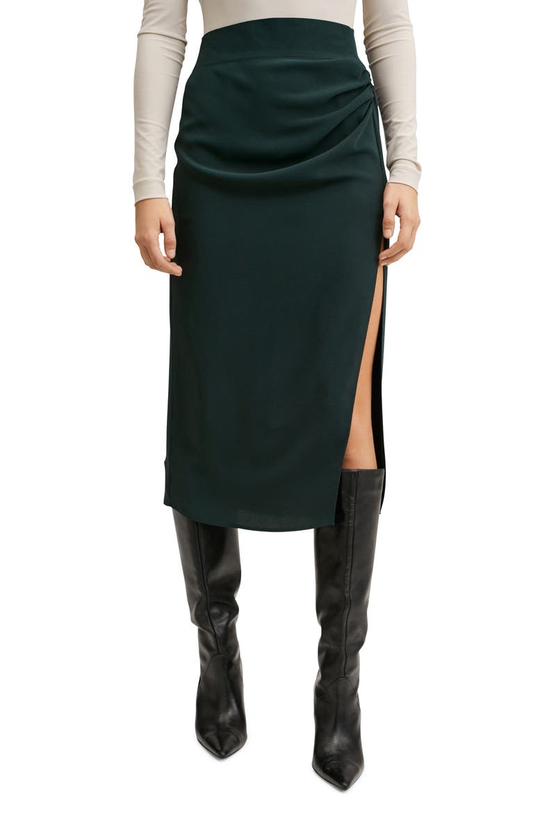 Vent Midi Skirt, Main, color, DARK GREEN