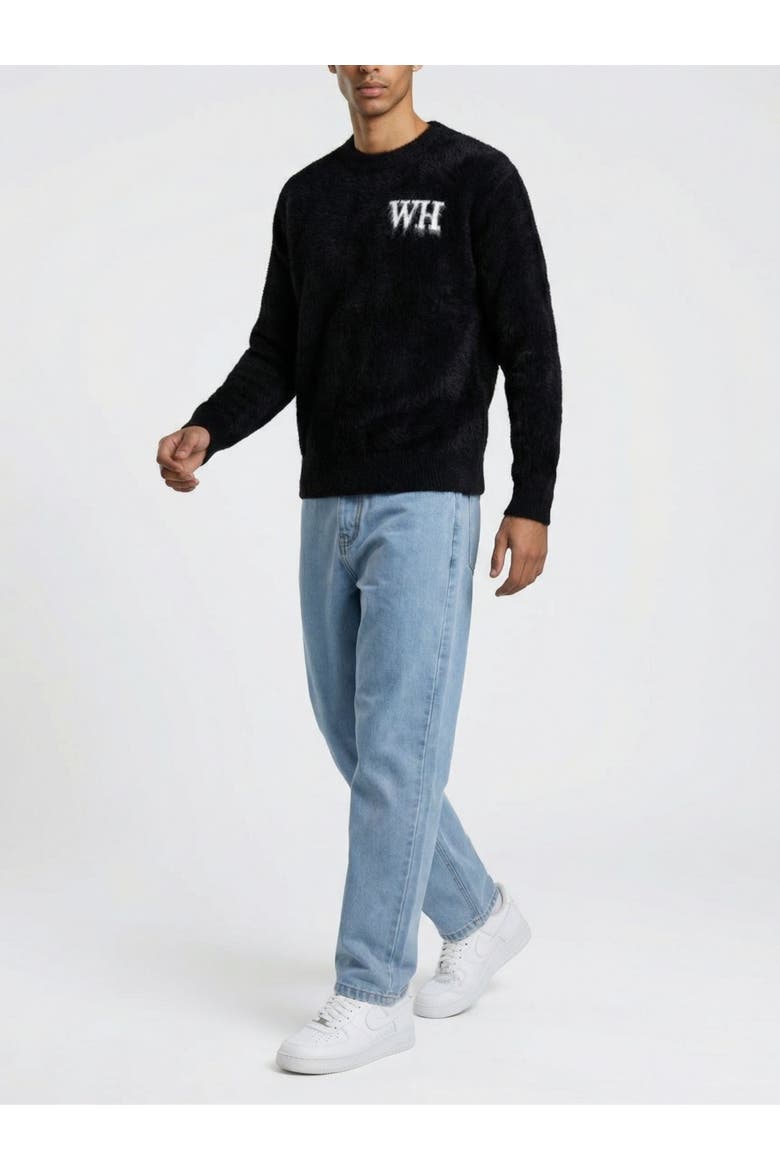 Crew Neck Logo Sweater, Alternate, color, Black