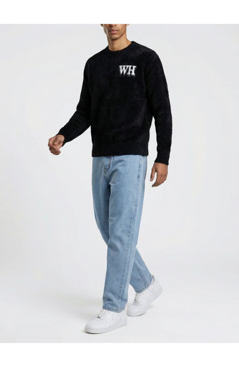 Walker & Hunt Crew Neck Logo Sweater, Alternate, color, Black