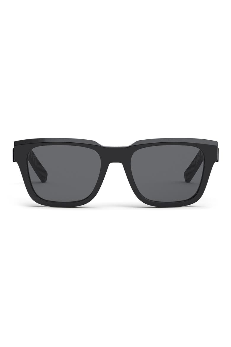 'DiorB23 S1I 53mm Rectangular Sunglasses, Main, color, SHINY BLACK / SMOKE