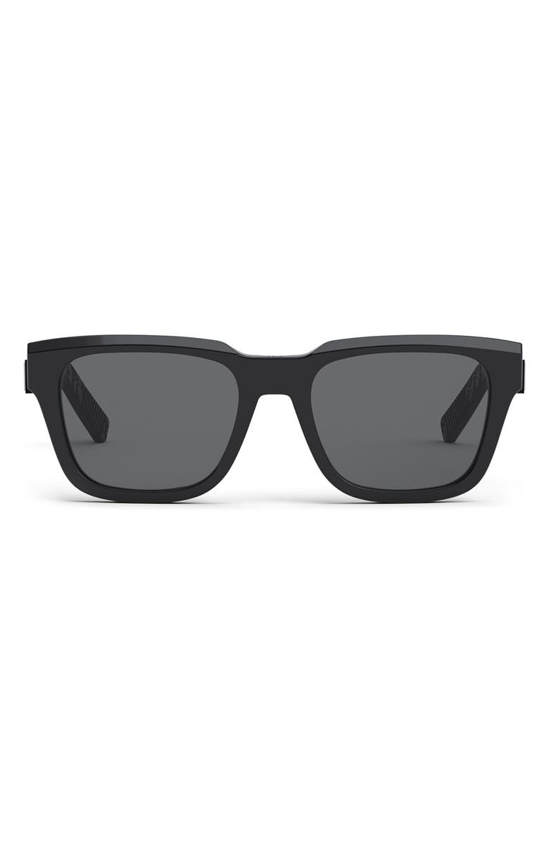 DIOR 'DiorB23 S1I 53mm Rectangular Sunglasses, Main, color, Shiny Black / Smoke