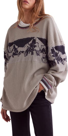 Big Sky Cotton Waffle Knit Graphic T-Shirt