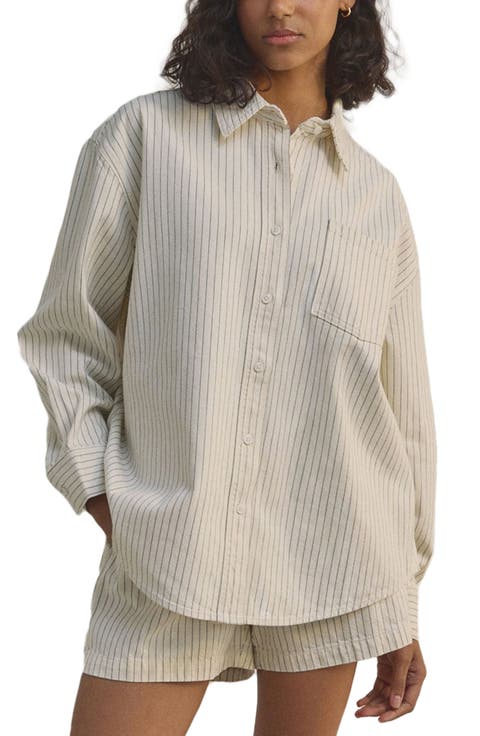 Stripe Oversize Button-Up Shirt