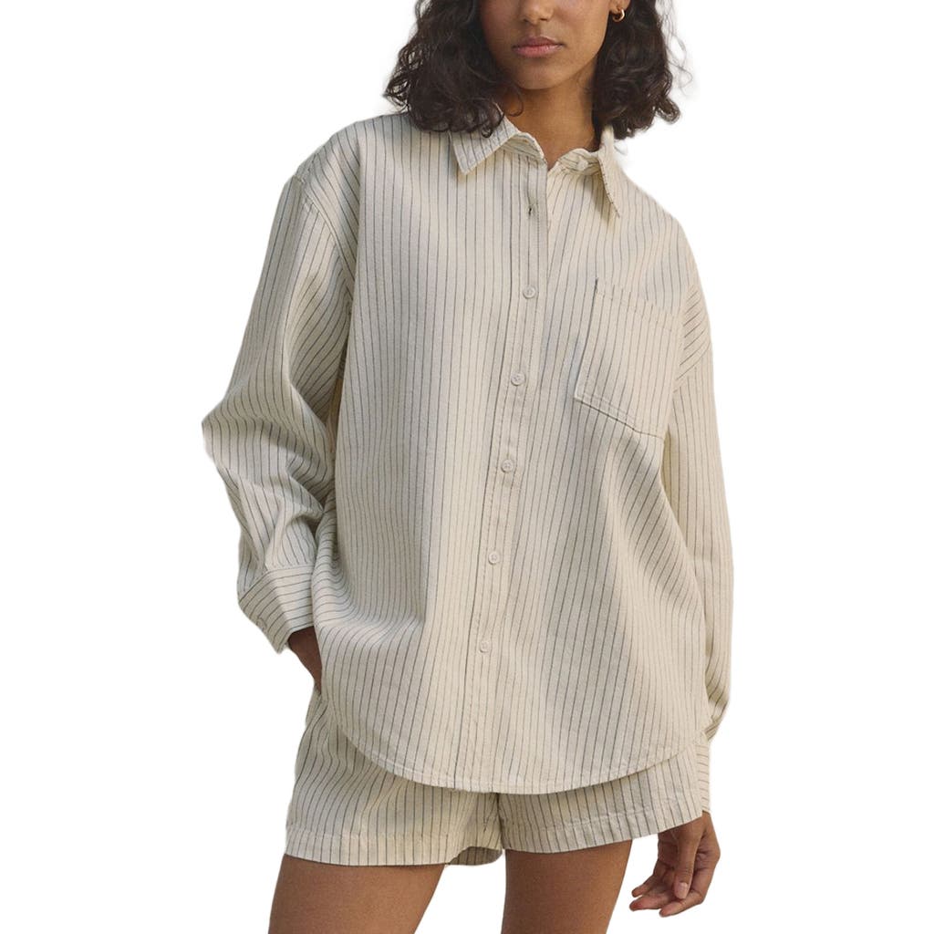 Next Stripe Oversize Button-up Shirt In White