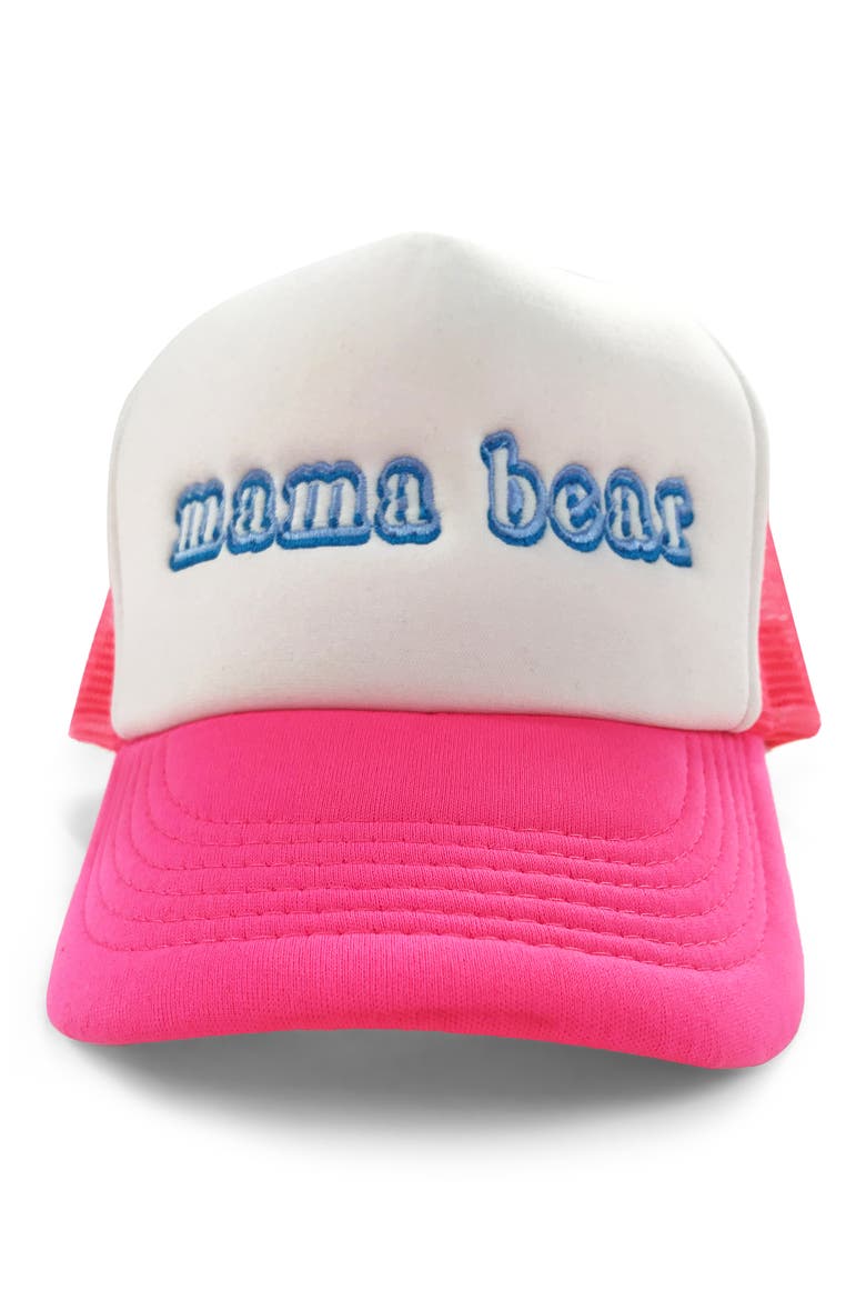 Mama Bear Trucker Hat, Alternate, color, HOT PINK