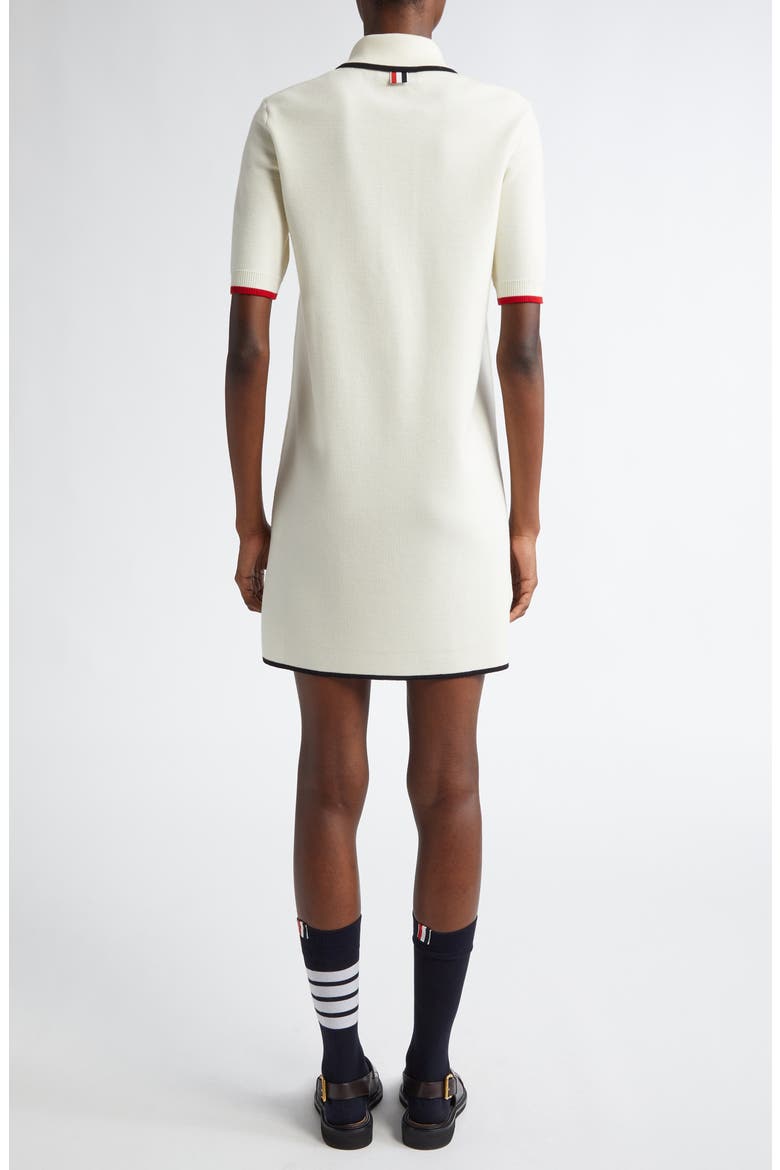 Stripe Detail Milano Knit Polo Sweater Dress, Alternate, color, WHITE