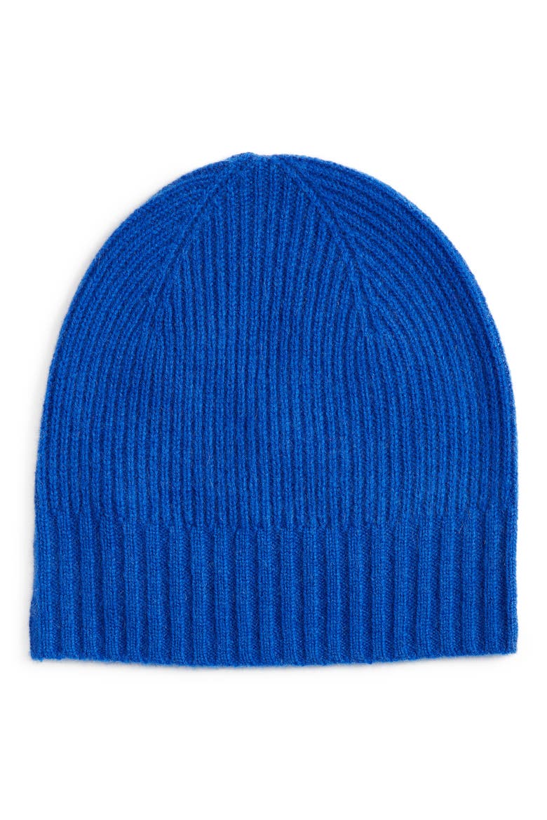 Rib Cashmere Beanie, Main, color, BLUE SURF
