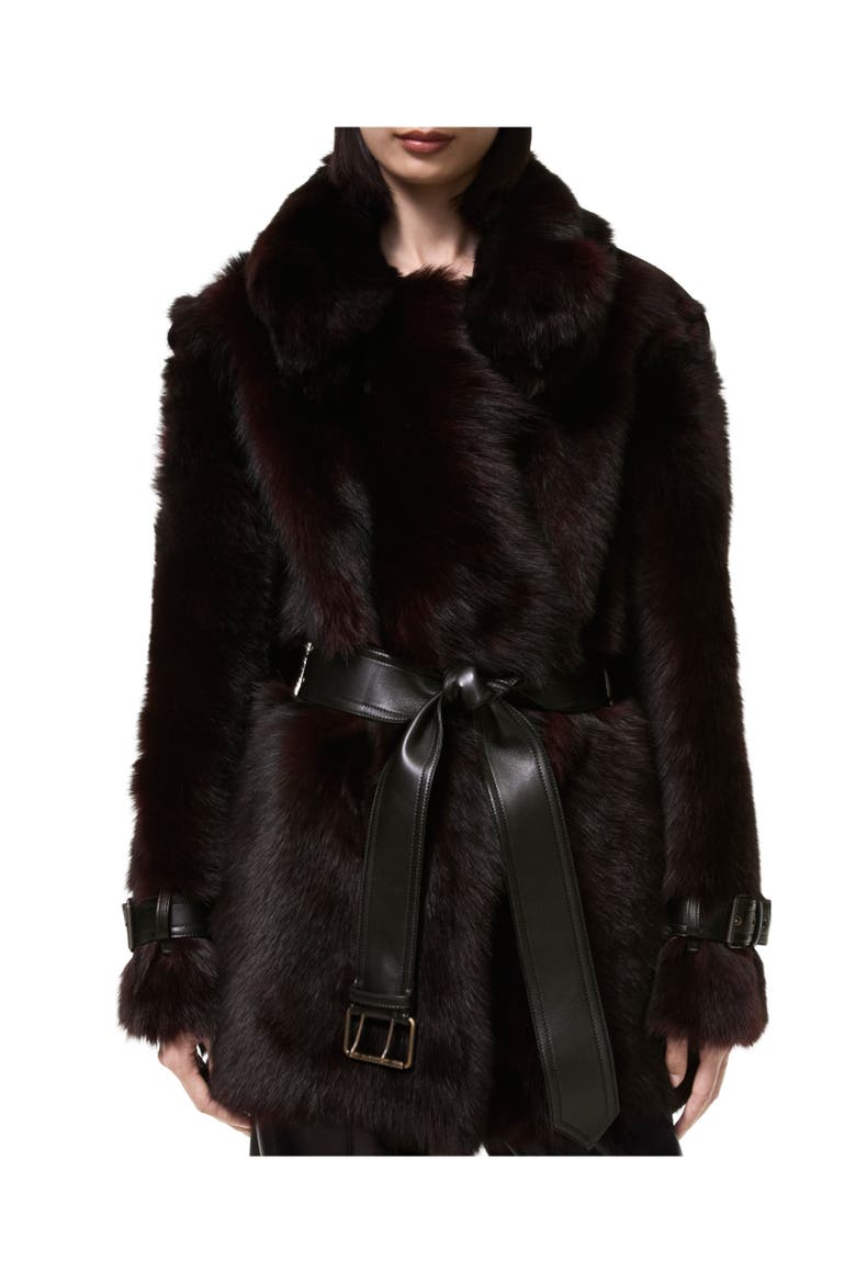 Short Shearling Linley Coat, Alternate, color, Black/burgundy