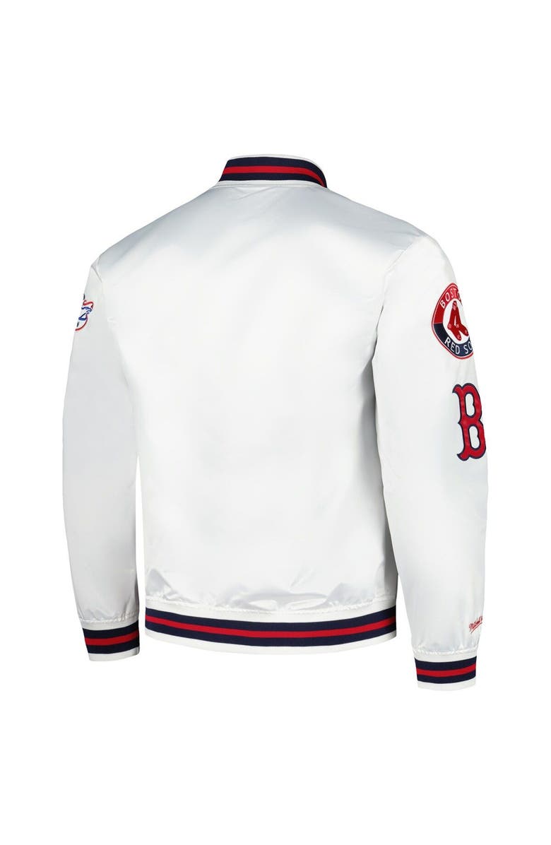 Mitchell & Ness Men's Mitchell & Ness White Boston Red Sox City Collection Satin Full-Snap Varsity Jacket, Alternate, color, White