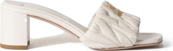 Matelassé Block Heel Slide Sandal