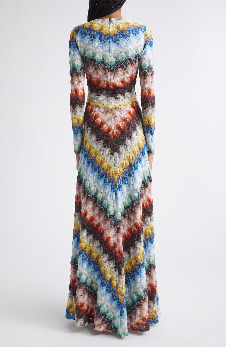 Missoni Metallic Long Sleeve Knit Lace Dress, Alternate, color, Multicolor On Black Base