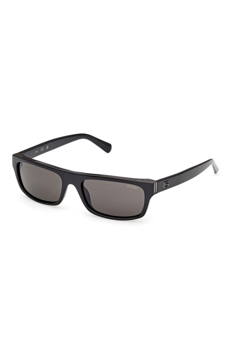 Rectangular Sunglasses, Alternate, color, SHINY BLACK / SMOKE