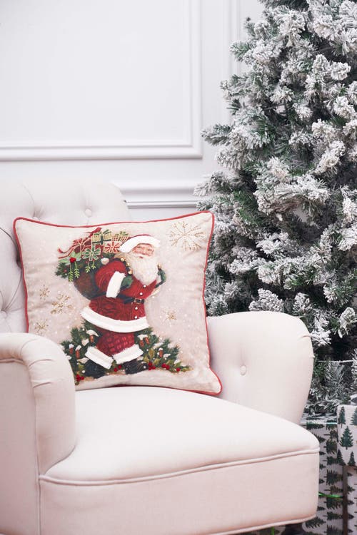 C & F Home C&f Home Woodland Santa Printed & Embellished Christmas Throw Pillow, 18" X 18" In Gray