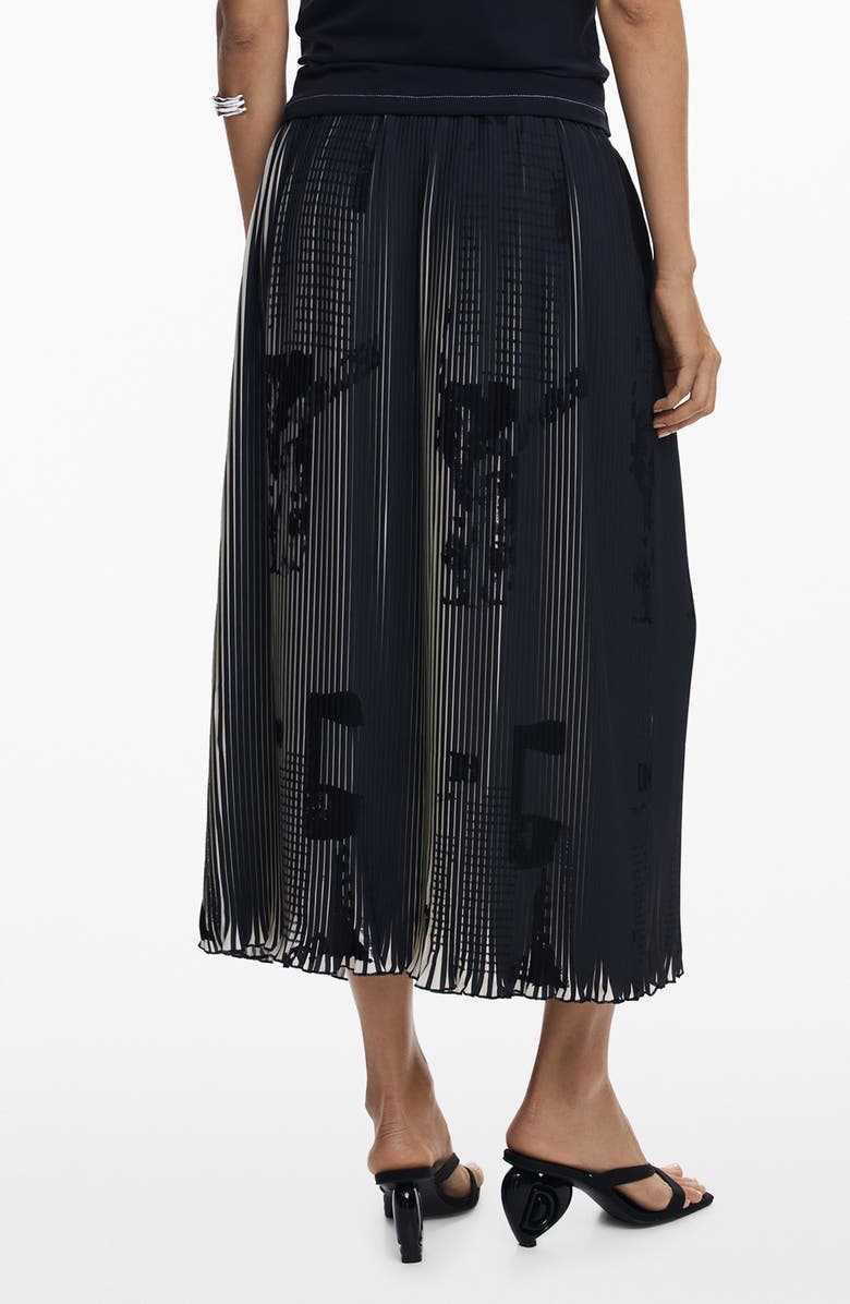Desigual Evase Micropleat Skirt, Alternate, color, Black