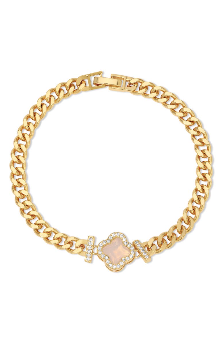EYE CANDY LOS ANGELES Jade Cubic Zirconia Chain Bracelet, Main, color, 