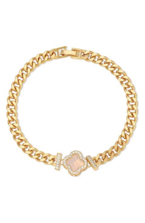 Jade Cubic Zirconia Chain Bracelet