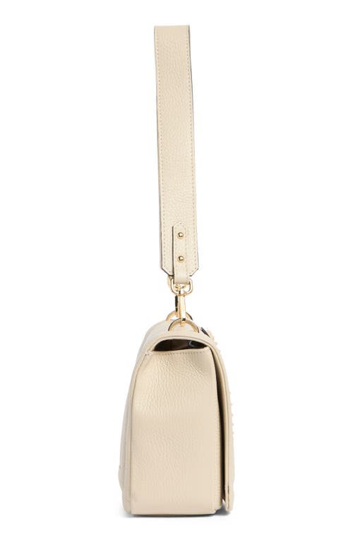 Valentino By Mario Valentino Alice Rockstud Vlogo Leather Shoulder Bag In White