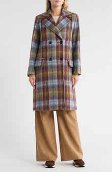 Fleurette Boxy Plaid Double Breasted Coat
