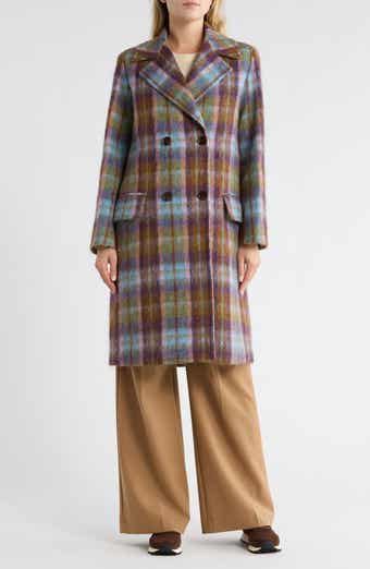 Fleurette Boxy Plaid Double Breasted Coat