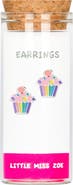 Little Miss Zoe Kids' Sterling Silver Cupcake Stud Earrings in Gift Bottle