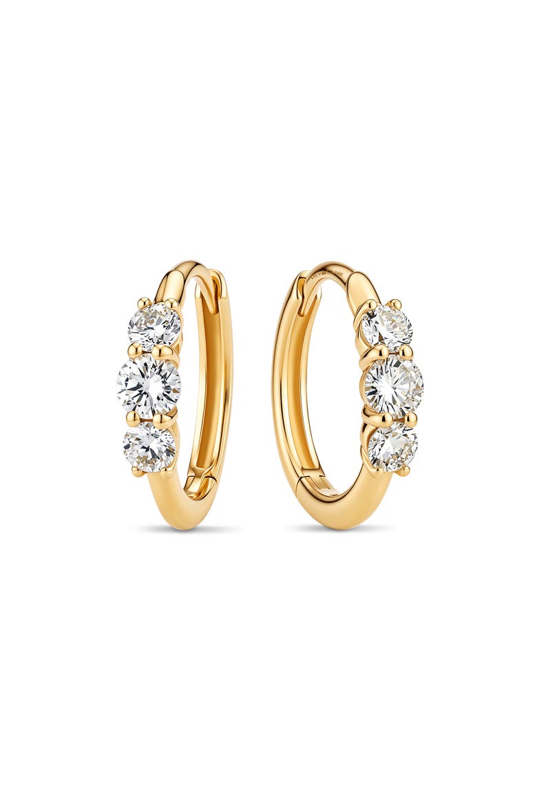 Triple Round Lab Grown Diamond Hoop Earrings in 14K Gold, Main, color, Gold
