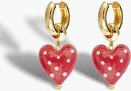 Classicharms Esmée Red Dot Murano Heart Drop Earrings