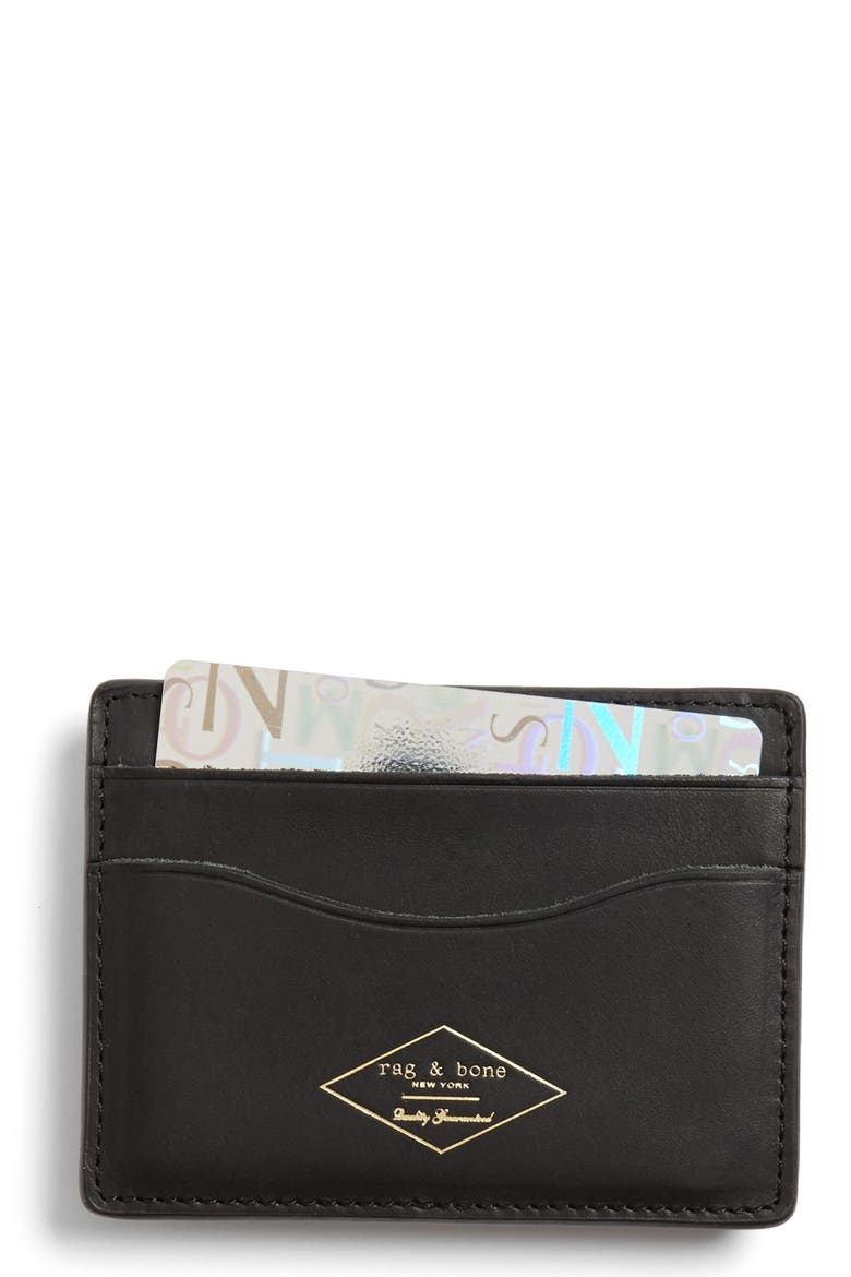 Leather Card Case, Main, color, BLACK